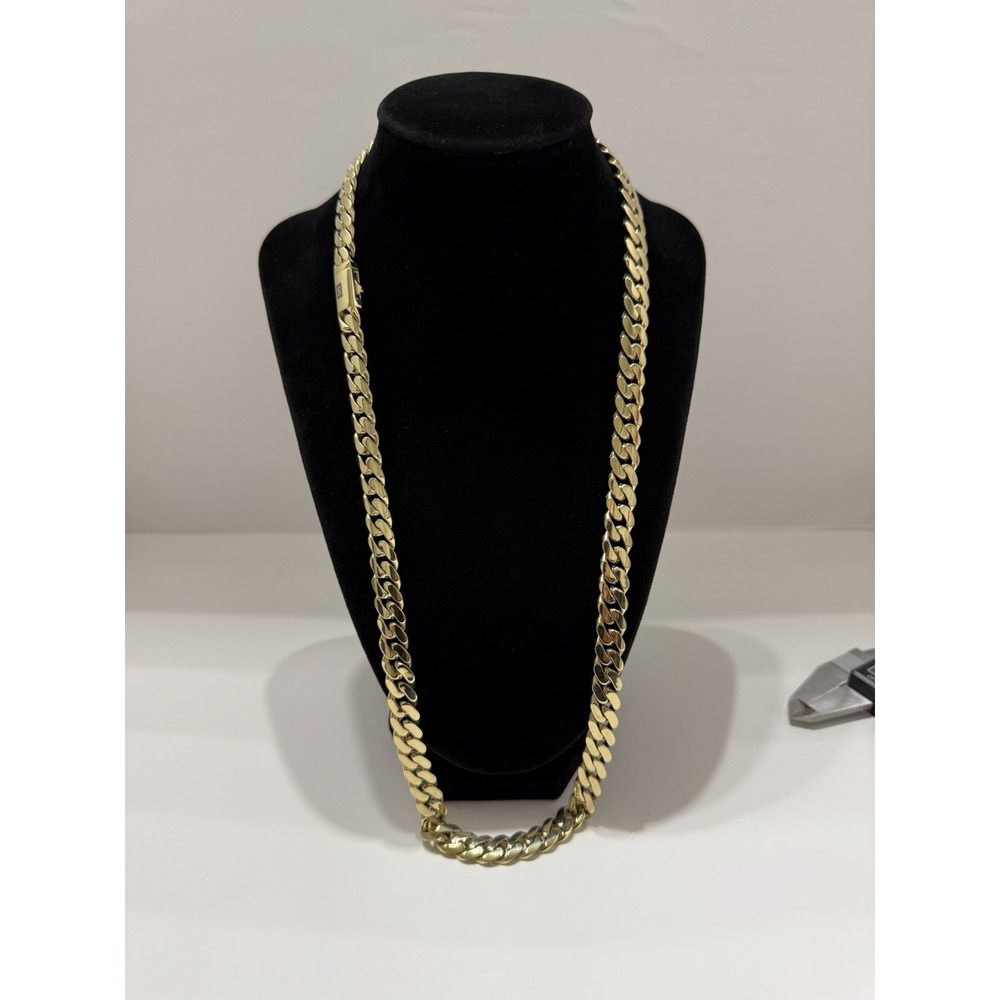 miami cuban chain 26inch 10mm lockclasp 14k gold plated stainless water resist